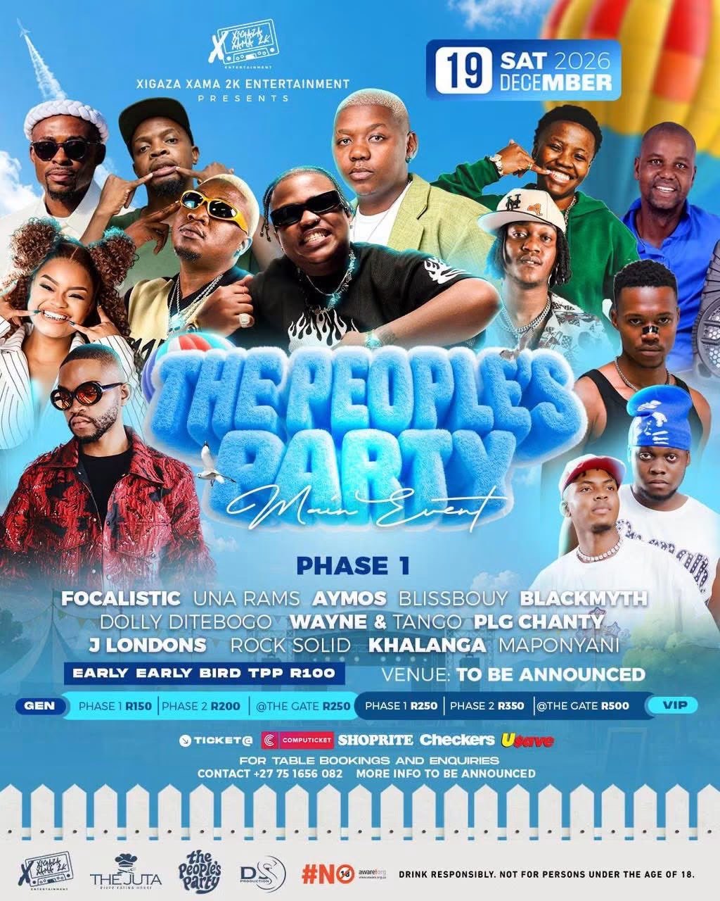 The People's Party Main Event poster, Phase 1 line-up, Saturday 19 December 2026